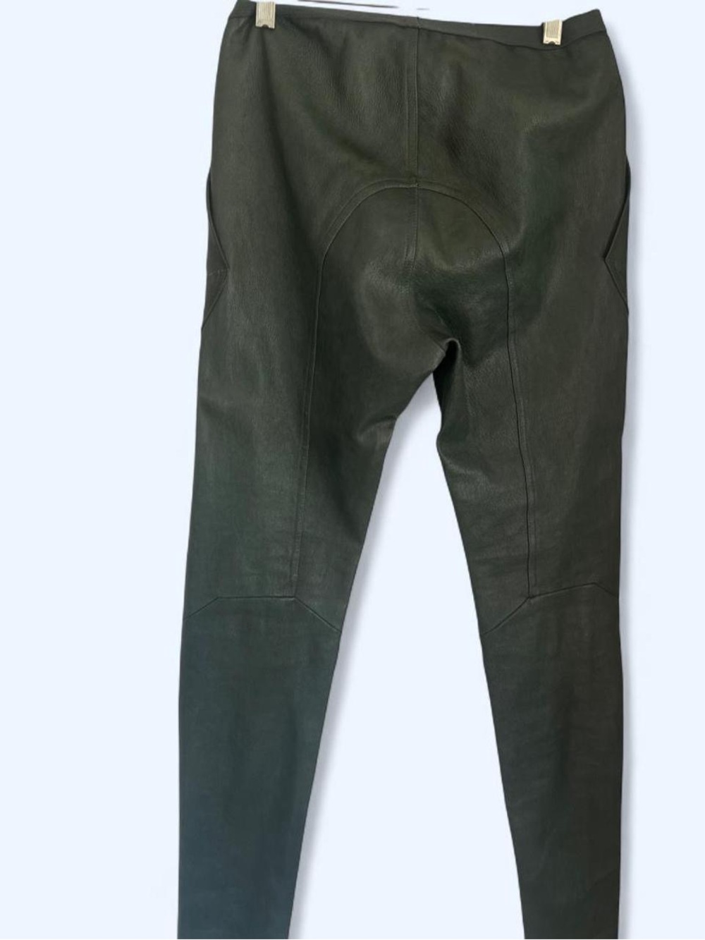Rick Owens Teal Leather Joggers - Picture 3 of 3